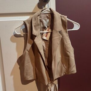 Tan Sleeveless Jacket
